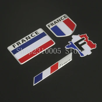 10 БР. Флаг на Франция Тънка Алуминиева Издател Хромирана Емблема Стикер За Полагане на Колата Дълъг Квадратен Щит на Нередовен за Peugeot Renault Citroen