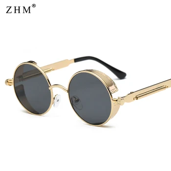 2022 Метални Слънчеви Очила В стил Steampunk, Мъжки И Дамски Модни Кръгли Очила, Брендовый Дизайн, Vintage Слънчеви Очила с Високо Качество, Очила с UV400 Изображение 2