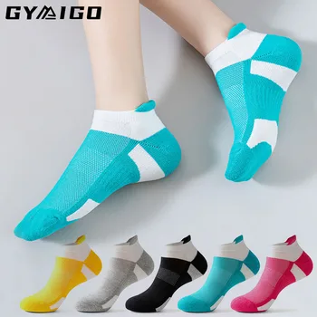 GYMIIGO, 4 чифта Спортни женските Чорапи, Професионални и Двойно, абсорбиращи Потта, Чорапи За Джогинг, памучни Чорапи за фитнес за Момичета, Спортни