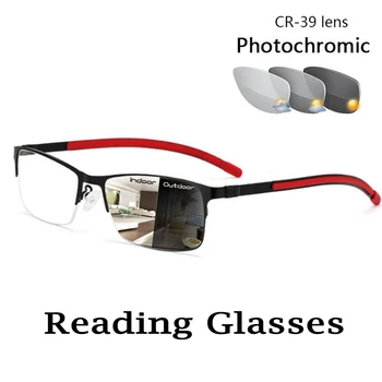 2021 Преходни Фотохромичните очила за четене, Женски, Мъжки, Анти-синя светлина, Открит Рафтинг, Червен Рамки, Очила с диоптриями от 1,0 до 4