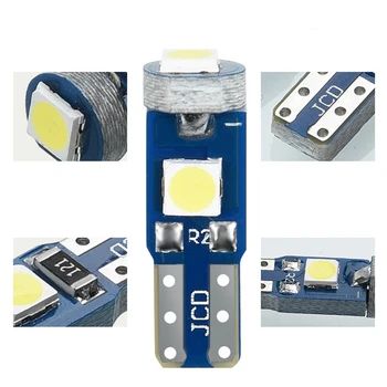 10ШТ Т5 Светодиодна Лампа Индикатор за Загряване на интериора на Колата Клин Авто Инструментална Лампа 12V Автомобилна осветление климатик светлината