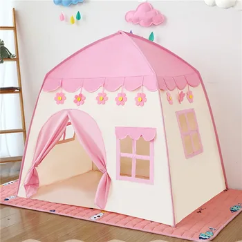 Преносима Детска Палатка Вигвам Сгъваеми Детски Палатки Tipi Детски Игри Къща За Големи Момичета Розов Замък Принцеса Декорация На Детска Стая Изображение 2