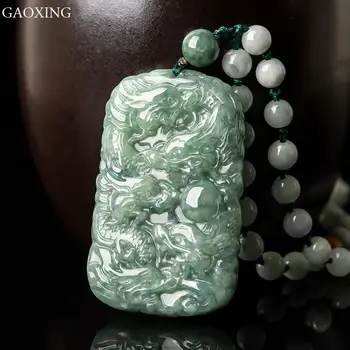 100% ръчна изработка естествен бирма нефрит Управление на Гонг зелен нефритови висулка нефритовое колие мъжете и жените висулка нефрит украса