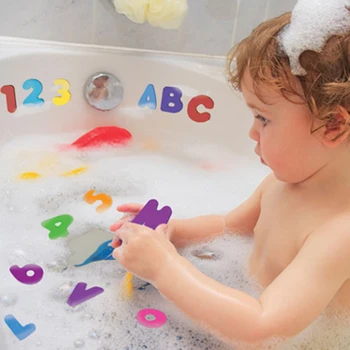 Детски Полистирен Етикети 26 Букви + 10 Цифри, Детски Стикери за вода в Банята, Детски Плаващи Играчки за вана и душ