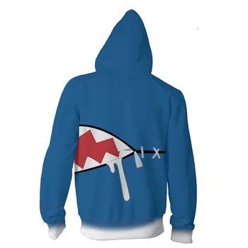 Аниме Hololive Vtuber Gawr Gura Shark 3D Принт Качулка Hoody с Цип Пуловер Hoody Яке Палто За Възрастни Мъже Жени Изображение 2