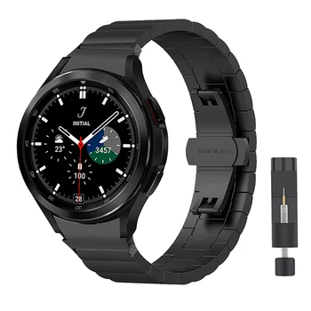 Метална каишка За часовник Samsung Galaxy Watch 4 Classic 42/46 мм, Смарт часовник, Каишка От естествена кожа За Galaxy Watch 4 44/40 мм, Адаптер Изображение 2