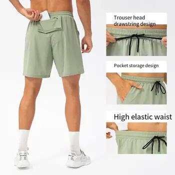 Мъжки летни шорти за фитнес LuLu със същия абзац - това е лека, дишаща и бързо съхнещи шорти за фитнес и потни панталони Изображение 2