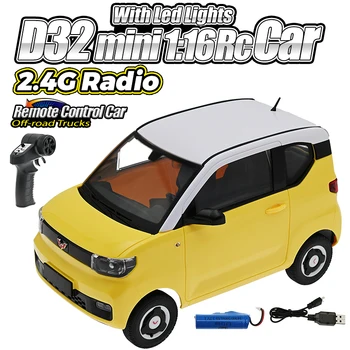 2022 НОВ D32Mini 1:16 Радиоуправляеми Автомобили С led Подсветка 2,4 G Радио Дистанционно Управление на Автомобил с висока проходимост Камиони, Игри, Играчки За Момчета Детски Подаръци