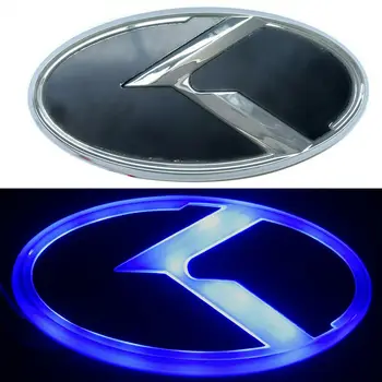 1бр LED 130 мм Синьо K Лого Светлина Отпред И Отзад Стикер Емблема на Иконата за K5 OPTIMA Forte Rio Автомобилни Аксесоари