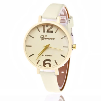 WOKAI висококачествени модерни ежедневни дамски часовник с голям циферблат и малка каишка, кварцов часовник с кожена каишка, женски прости студентски часовници в стил Изображение 2