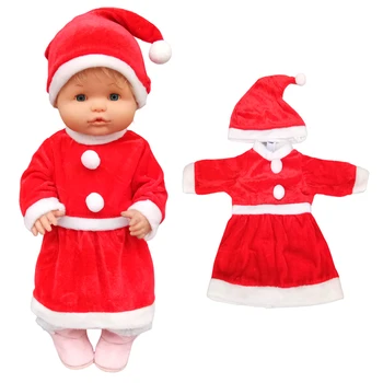 40 см Коледна ризата Коледна рокля с шапка за 16 инча Nenuco стоп-моушън облекло Ropa y su Hermanita зимата червено меховое рокля