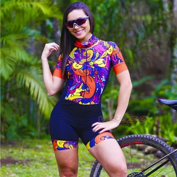 Жена Велосипеден гащеризон Бразилия Бърза Доставка Безплатна Доставка на Комплекта Дрехи Колоездене Маймуна В Състав Macaquinho Ciclismo Изображение 2