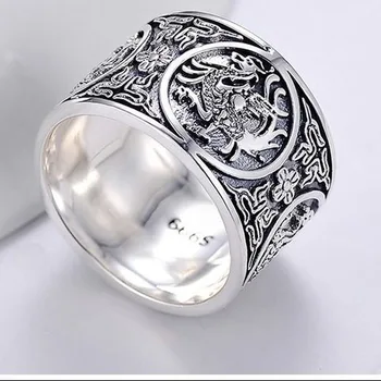 S925 сребро оригинален творчески модел дракон Китайски елементи без инкрустации голям арогантен багаж преувеличен нишевый дизайн мъжки пръстен Изображение 2