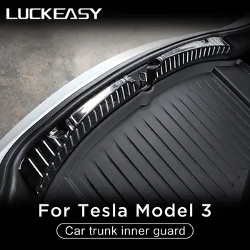 LUCKEASY За Tesla, Модел 3, на Вътрешната Защита на Багажника От Неръждаема Стомана model3 2022 Вътрешна Защита на Задната Броня на Автомобила Тампон Върху Накладку Нов Стил