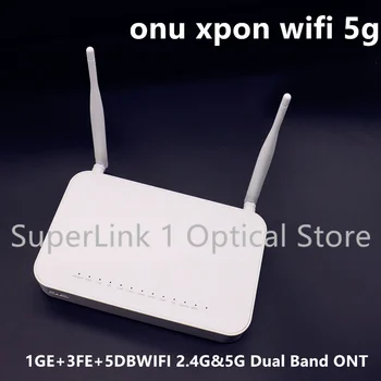 Нов onu xpon com 5g wifi ONT 1GE + 3FE + 5DB WIFI 2,4 G 5G двойна лента FTTH Оптични влакна ONT версия на epon gpon xPON ONT