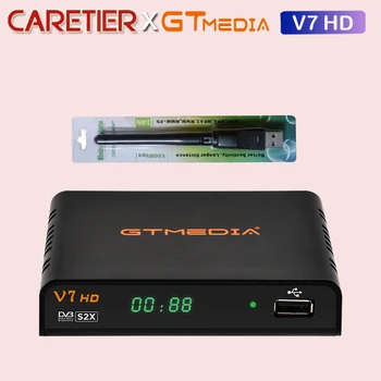 1 бр. GTMEDIA DVB-S/S2/S2X V7HD сателитен декодер 1080P включва USB WiFi H. 264 BP TV Box с храненето от дистанционното управление V7