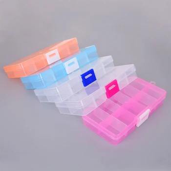 10 Мрежи 15 Тежи 7 Цвята Регулируеми Бижута Мъниста Хапчета Съвети За Дизайн На Ноктите Кутия За Съхранение На Твърд Калъф Прозрачен Пластмасов Инструмент За Бижута Изображение 2