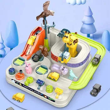 Състезателни Жп Вагон На Влак Играчки Песен Играчки За Деца В Монтесори Момчета Момичета Подаръци Състезателни Автомобили Механични Приключенията На Мозъка Игра Изображение 2