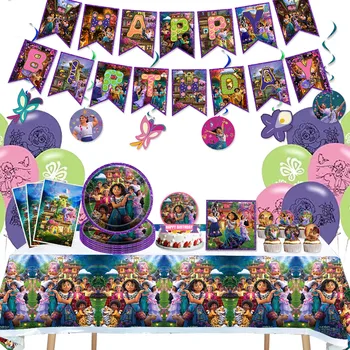 Encanto Вечерни Украса Балони Набор от Съдове за Еднократна употреба Декор за Детска Душа Подарък за Рожден Ден Чар за Момичета Cosplay на рождения Ден на Част от