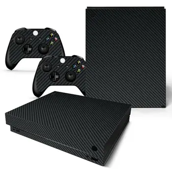 Карбон Черно Пълен Набор от Етикети на Лицевите Панели за Xbox One X Конзола Контролер с 2 бр. стикери върху кожата на контролера