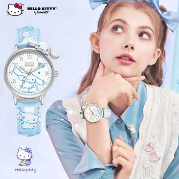 Sanrio Cinnamoroll Hello Kitty Часовник Светещи Водоустойчива За Момичета Ученици Сладки Мультяшные Аниме Детски Часовник