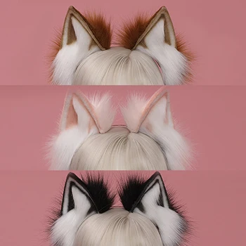 Картун котка ушите лента за глава шапки кожа на ухото на котката cosplay превръзка на главата аксесоари за коса, за жени, Момичета партия дете Лолита cosplay ушите