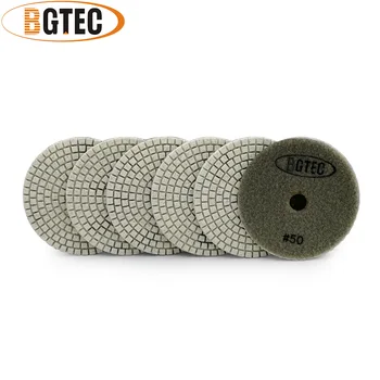 BGTEC 4 инча 6 бр. # 50 мокри диамант гъвкави полиращи подплата 100 mm шлайфане диск за гранит, мрамор, керамика