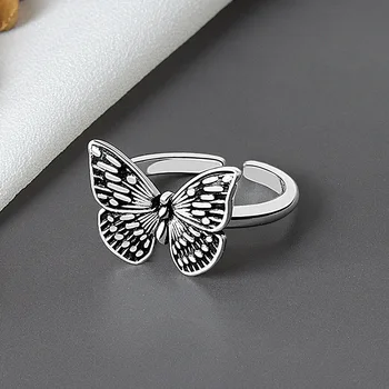 QMCOCO INS Сребърен Цвят на Проста Геометрична Пеперуда Регулируема Пръстен е Сребърен Цвят Минималистичные Изящни Бижута За Жени Вечерни Подаръци Изображение 2