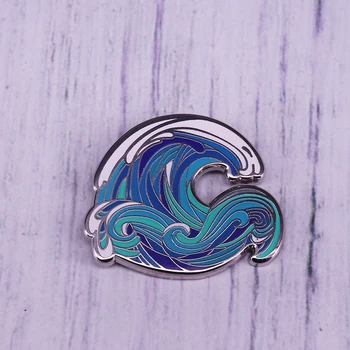 Эмалевая жени Ocean blue Waves чудесен подарък за всеки любител на сърфа или баба яздят вълните