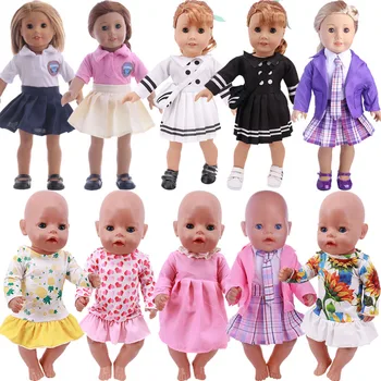 Стоп-моушън дрехи, Клетчатая Плиссированная пола за момичета, Модни Училищни униформи, 18 инча в американски стил и 43 см, Кукла Reborn Baby ДВ, Детска играчка