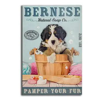 Платно на Стенно Изкуство Бернская Планинско Куче Плакат Bernese в Банята Плакат Начало