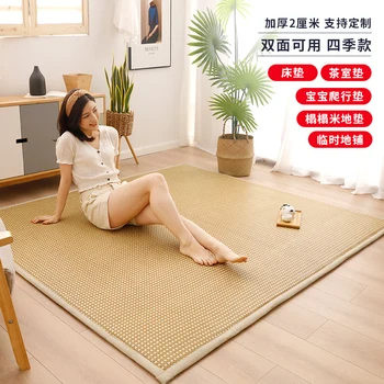 Японски килим сгъсти двупосочен ротанговый килим матрак, с двойно предназначение татами етаж килим, детски килими за проследяването стъпки пълзи Изображение 2