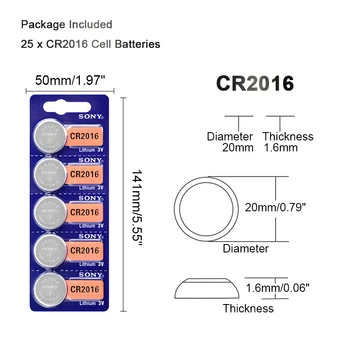 Оригинален Sony CR2016 3 Литиева Батерия за Ключ на Автомобила Часовник Дистанционно Управление Играчка 2016 ECR2016 CR 2016 Бутон на Батерията Изображение 2