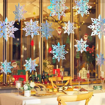 3D Изкуствени Снежинки Книжен Венец Зимата Замразени Декор за Парти Коледна Украса за Дома, Рожден Ден Навидад Украса Сняг Изображение 2