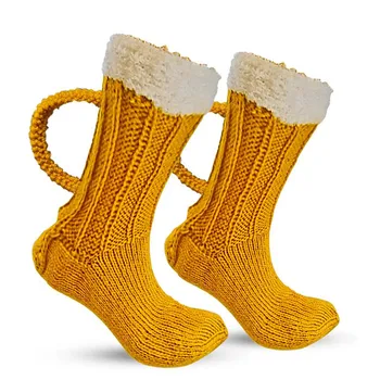 Коледен Подарък 3D Бира чаша чорапи Сладки Унисекс Новост Зимни Чорапи за мъже и жени