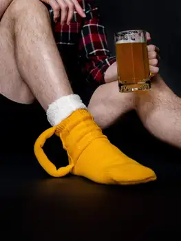 Коледен Подарък 3D Бира чаша чорапи Сладки Унисекс Новост Зимни Чорапи за мъже и жени Изображение 2