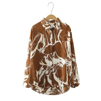 2022 Дамски Пролет-Есен Нова Висококачествена Реколта шифоновая риза с дълги ръкави, свободна блуза