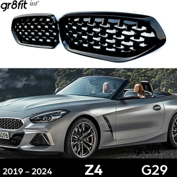 1 чифт Сменяеми Ромбовидных Решетки на Предната Броня, Лъскава Черна Решетка за бъбреците на BMW Z4 2019-2024 G29 Roadster M40i sDrive 25i