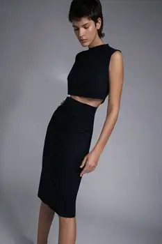 Високо качество, Ново лятно дамско секси мини рокля в Черен Цвят без ръкави с отворен Гръб, рокля за празнуване на Червения килим пътека