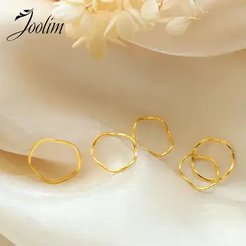 Joolim High End 18K Gold PVD Водоустойчив Модни Сгъваеми Пръстена Аксесоари За Двойки Бижута От Неръждаема Стомана на Едро