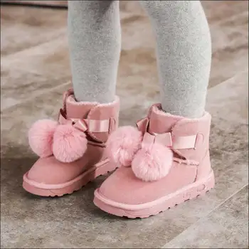 Зимни обувки, Детски Зимни обувки на меху 2019 година, Обувки от Матирана Кожа За момичета, Детски обувки Ankey За Момчета, Розово, Сиво, 13