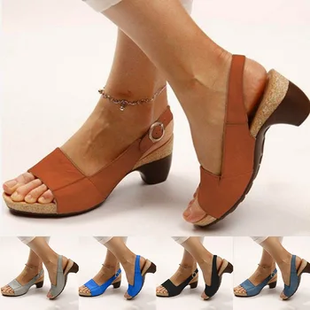 Дамски сандали 2022, Дамски обувки на токчета, Сандали-гладиатори, Дамски летни обувки на висок ток, дамски обувки дантела с пръсти, Дамски уютна Изображение 2