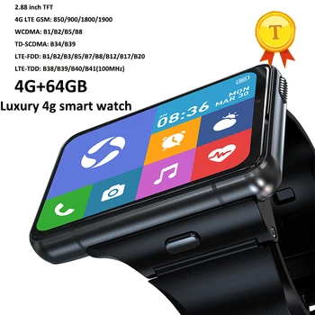 Най-продаваните 2300 mah голяма батерия Android 9,0 умен часовник 2,88 инча 4 GB + 64 GB слот за SIM-карти GPS WiFi 4G луксозни умен часовник за мъже и жени