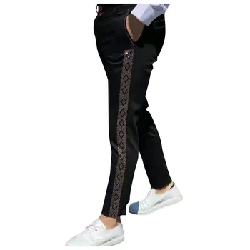 Мъжки Ежедневни Тесни панталони-молив с диаманти, есенно-зимни Панталони с ципове с еластична гумена лента за кръста, Панталони, Бизнес Мъжки дрехи Изображение 2