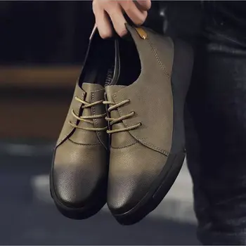 Мъжки градинска обувки на равна подметка Zapatos De Hombre Zapatillas, Мъжки Ежедневни Работна обувки, Модни къси ботуши от естествена кожа, Обувки A54-22 Изображение 2