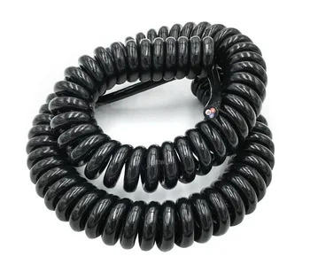 5-жилен пружинен тел спирален кабел 0,5 кв. 2,5 м, 5 м 7,5 м черен захранващия кабел разтегателен тел