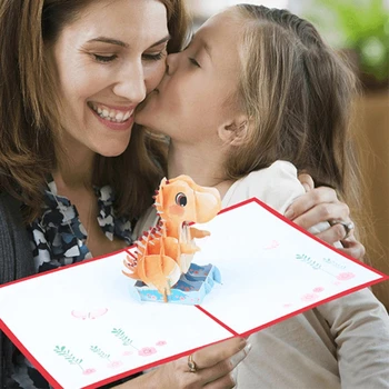 3D Всплывающая Картичка Динозавър честит Рожден Ден Персонализирани Детски Забавни Поздравителни Картички Изображение 2