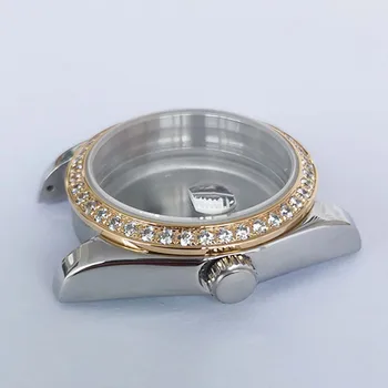 36 мм корпус розово злато, злато, сребро, стомана, прозрачен делото сапфирен кристал диамант bezel NH35/36 механизма на часовници MOD NH35 корпус циферблат