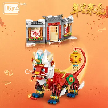 LOZ Мини Строителни Блокове Строителен Порцелан Година звяр Китайски стил на малките частици градивен елемент на играчка, подарък за нова година