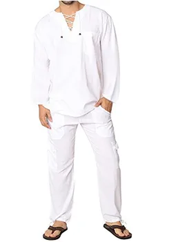 Бял Памучен Бельо Риза Мъжки 2020 Маркова Новост С Дълъг Ръкав Ежедневни Ризи с Дантела-Мъжки Лека Дишаща Горната Блуза, Риза 3XL Изображение 2